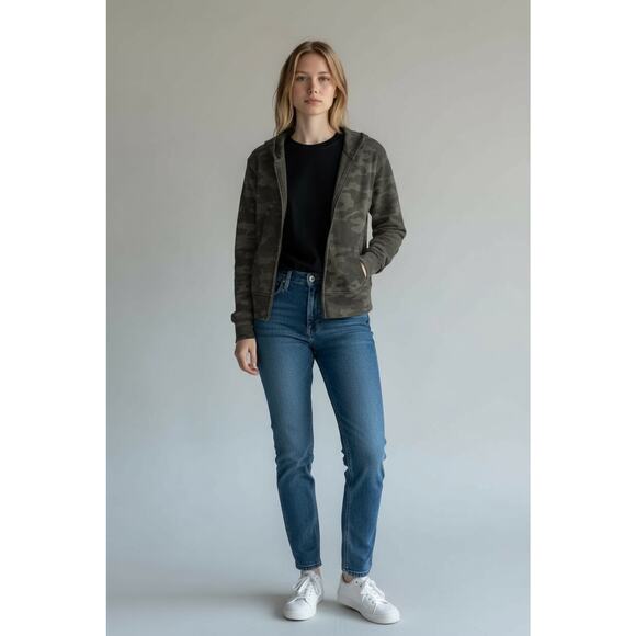 Nili Lotan Callie Sample Distress Open Front Cropped Hoodie Camo Size S NWOT - Picture 15 of 15